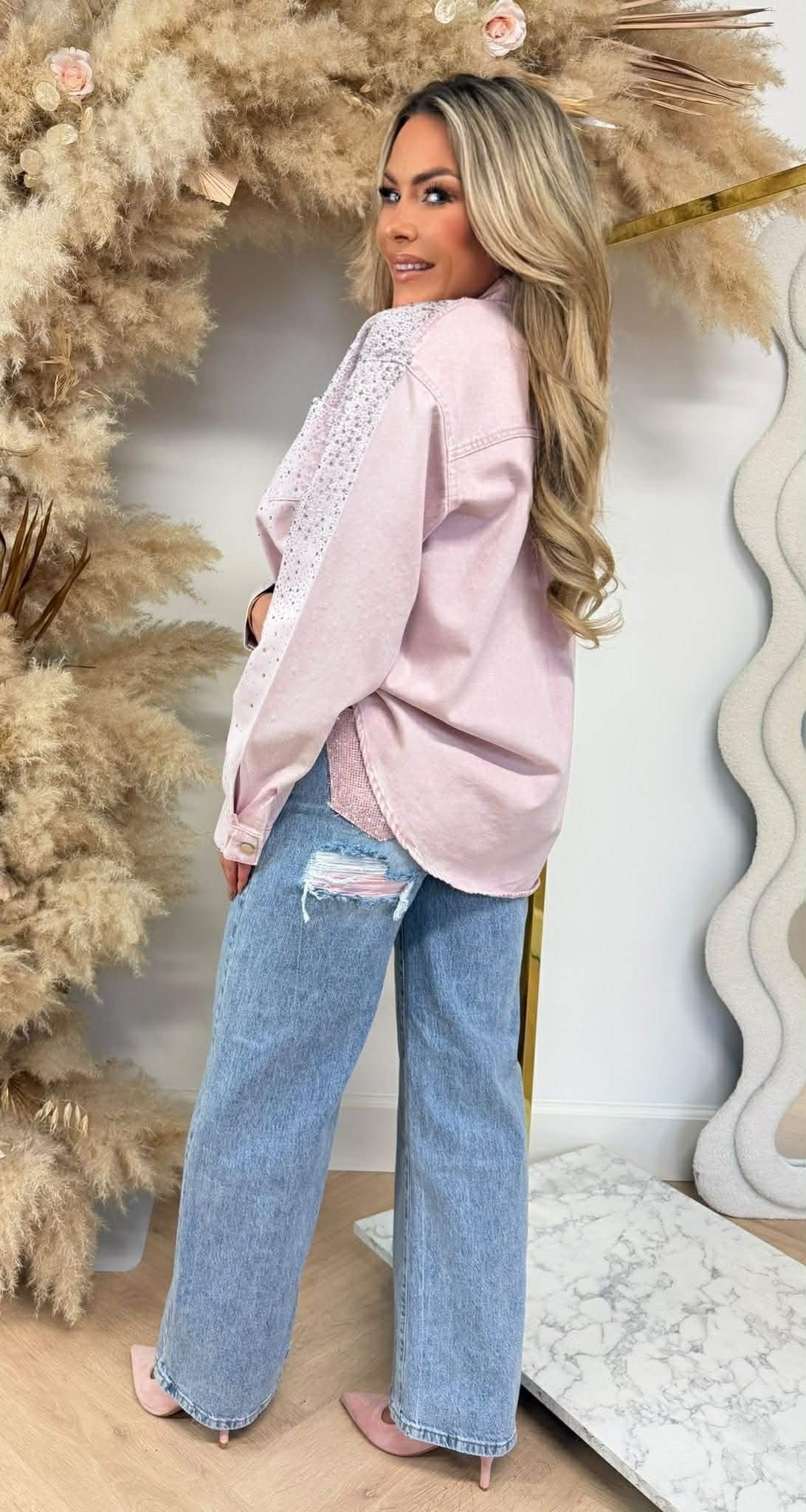 DIAMOND DENIM BLOUSE 3909 LIGHTPINK