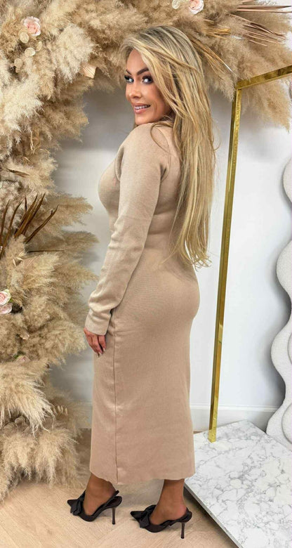 DINNER GLAM KLEID 6023 LIGHTCAMEL