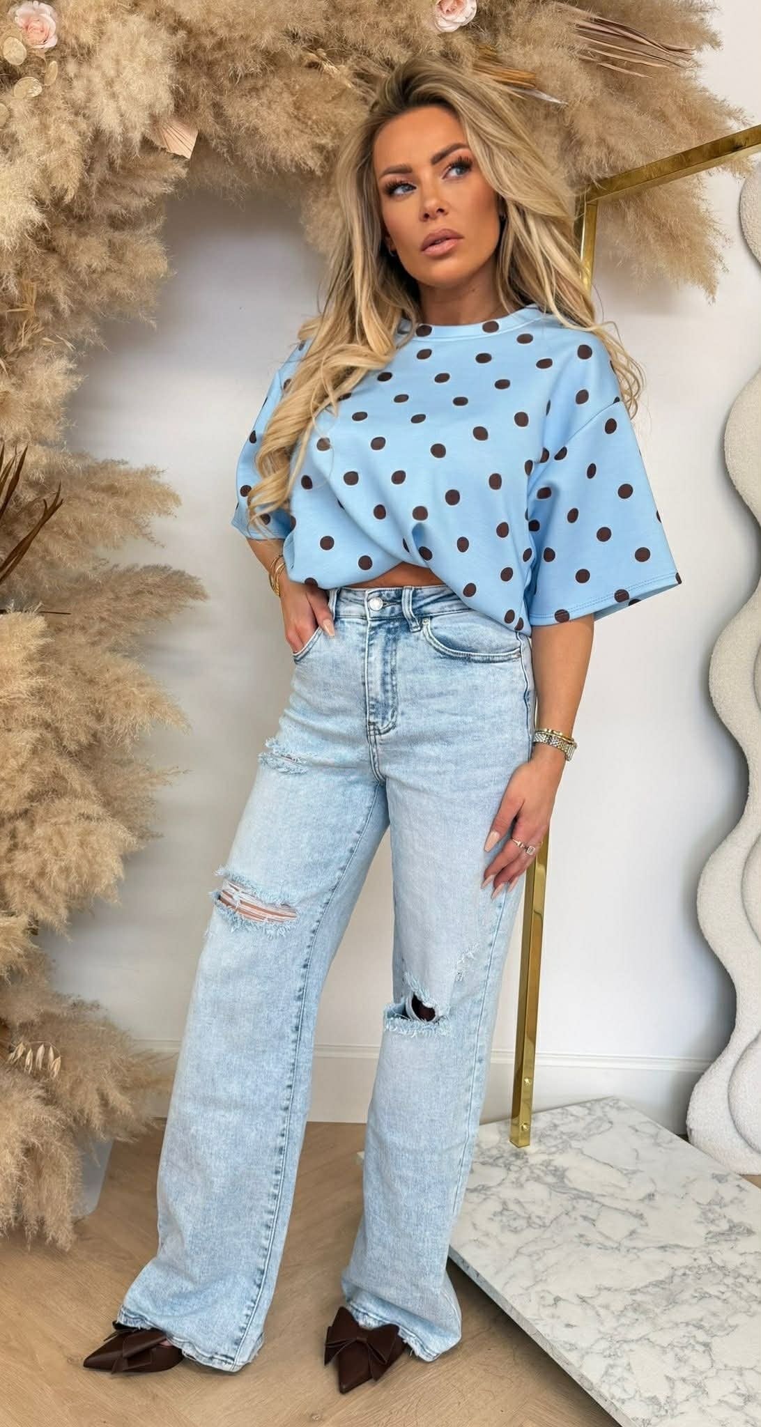 HAUT COURT DOTTY BLEU