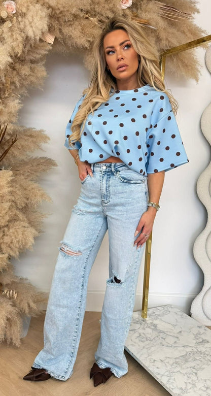 HAUT COURT DOTTY BLEU
