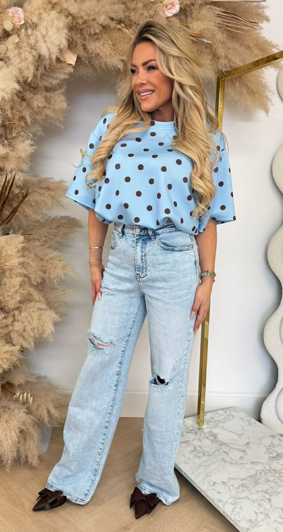 HAUT COURT DOTTY BLEU
