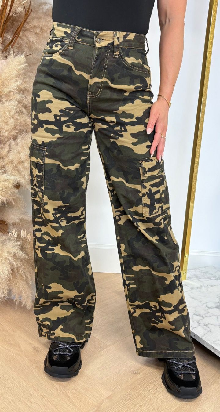 ARMY CAMO CARGO PANTS 871 GREEN