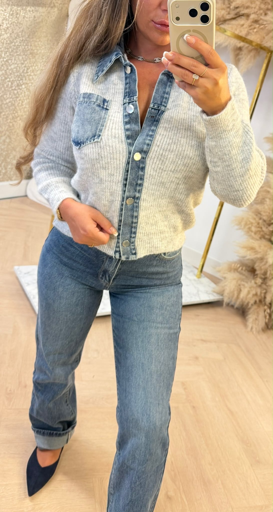 DENIM KNITTED SWEAT 1170 GREY