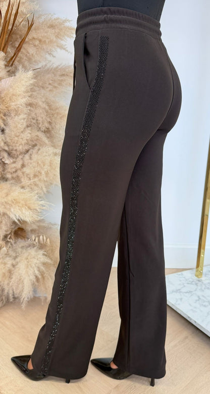 GLITTER STRIPE PANTS 8602 CHOCO