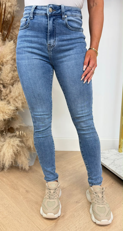 SARAH MID WAIST SLIM JEANS 7001-7 BLUE