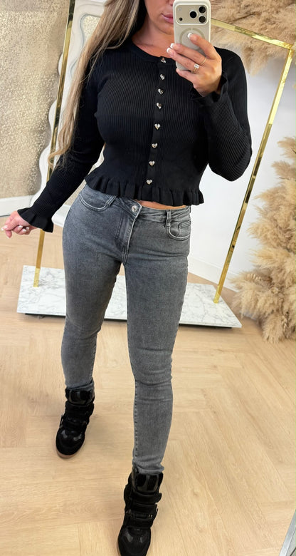 RUFFLE HARTJES RIB TOP 1004 BLACK