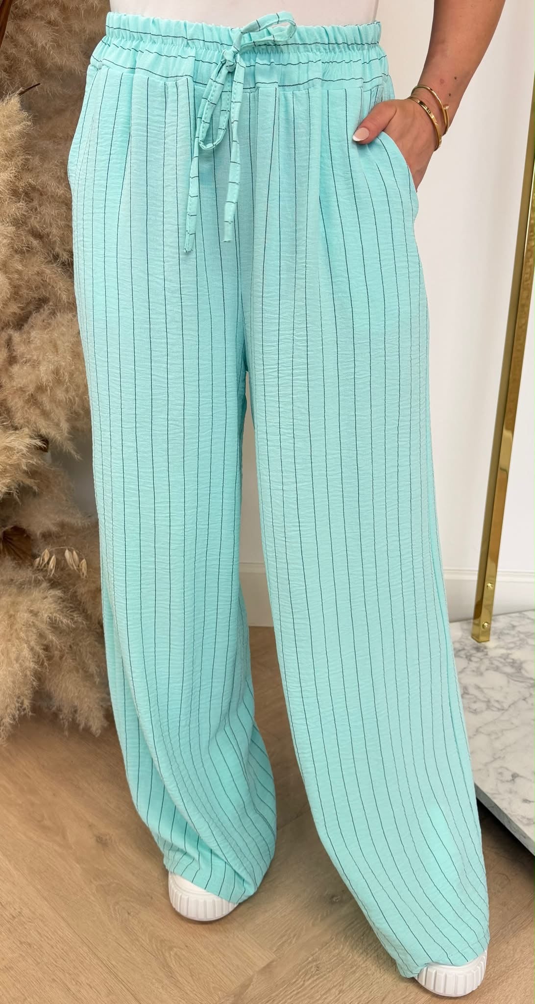 KIARA LITTLE STRIPE PANTS AQUA