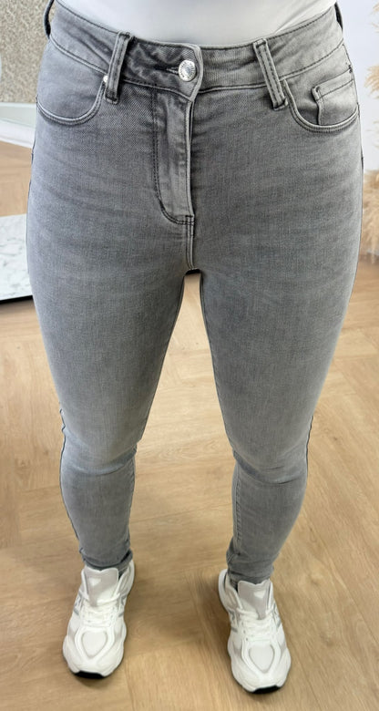 SLIM HIGH WAIST PUSH UP SKINNY 5321-3 LIGHTGREY