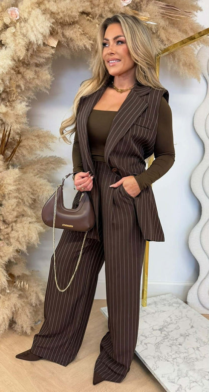 ENSEMBLE GILETS À RAYURES ESME CHOCO