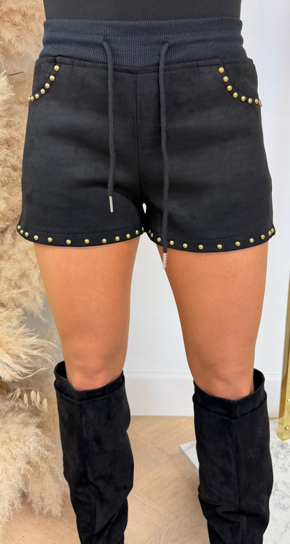 SUEDE STUD SHORT 56631 BLACK