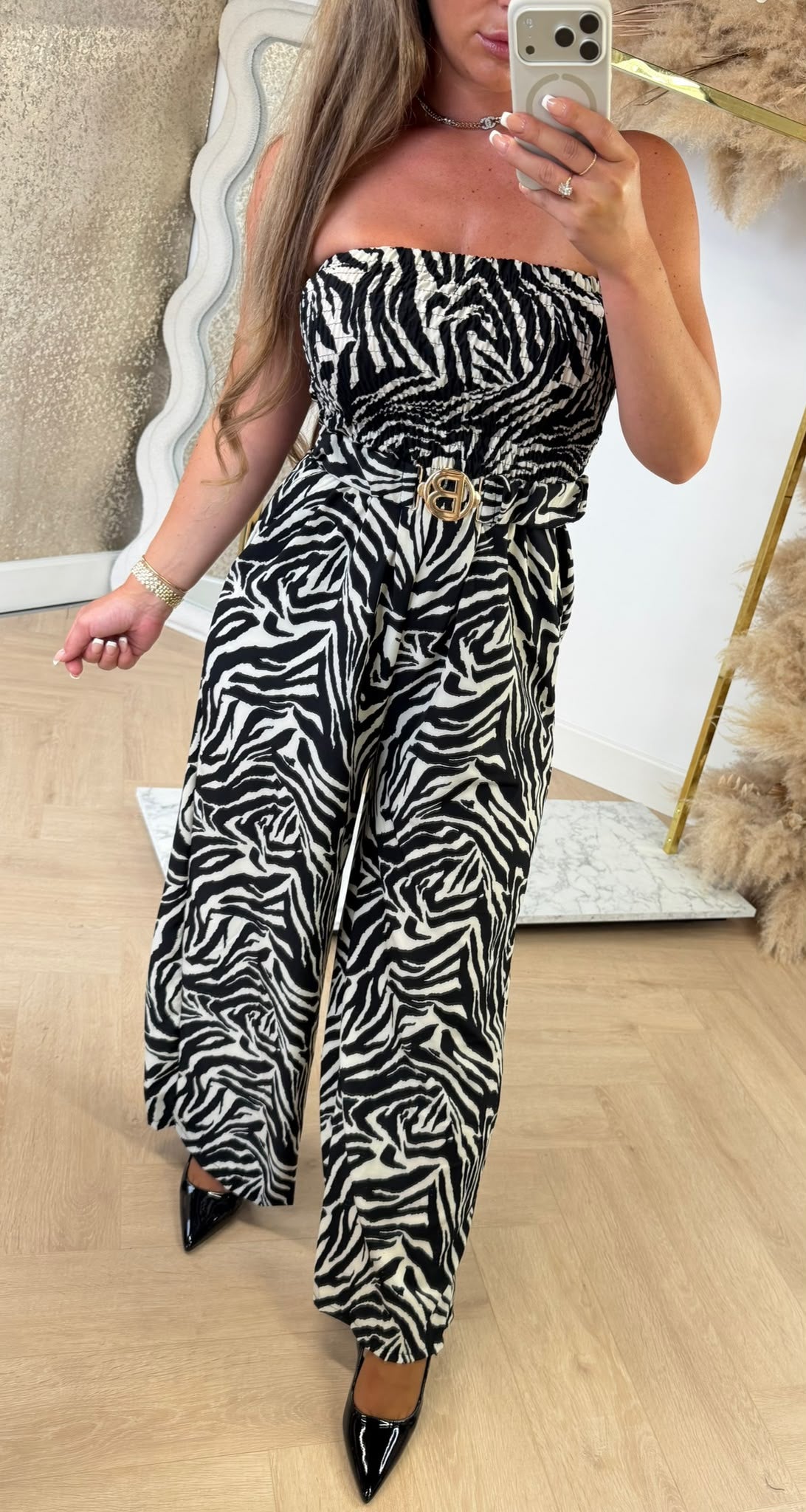 SANDY BELT STRAPLESS JUMPSUIT ZEBRA