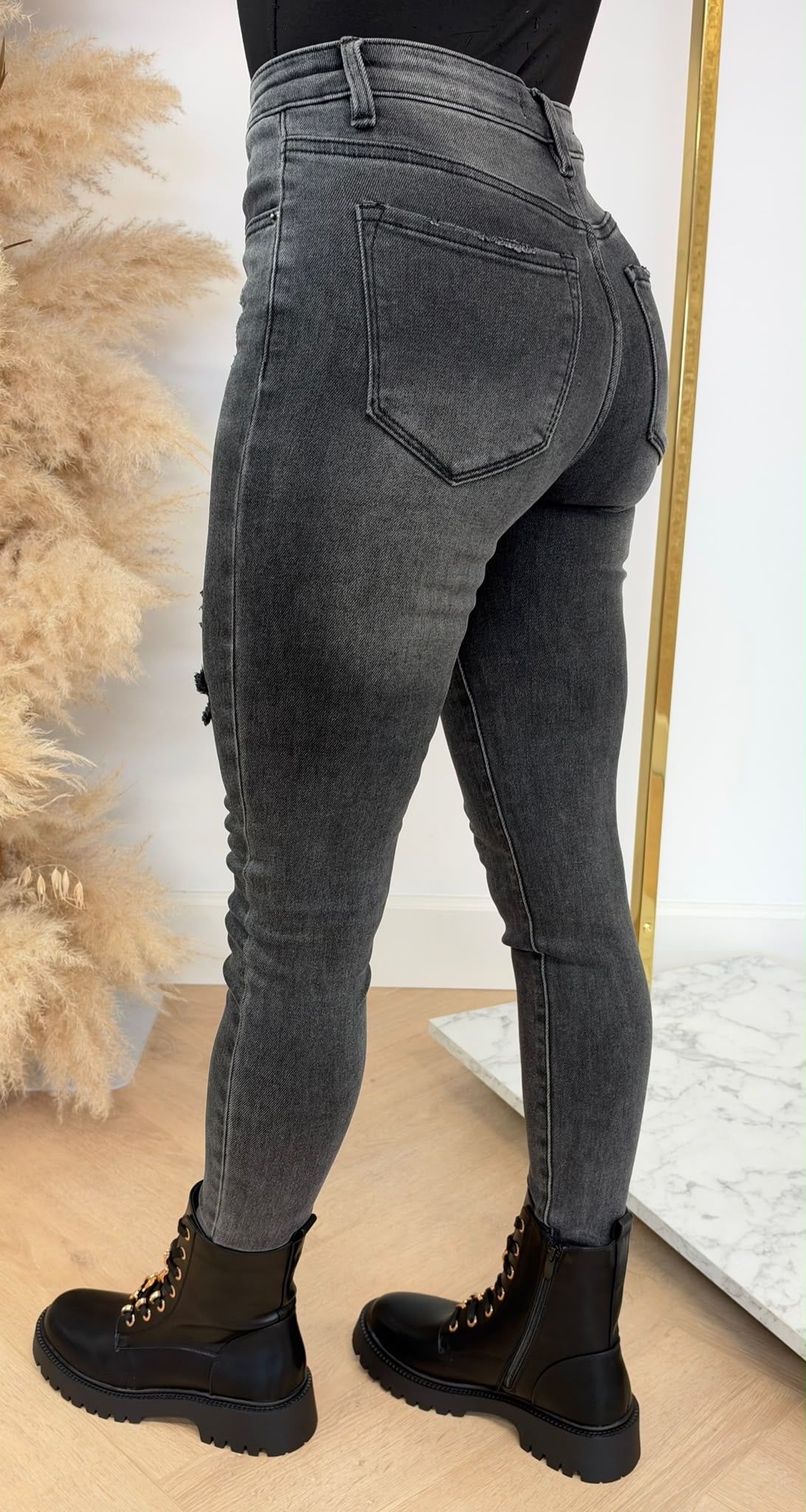 DAMAGED SKINNY JEANS 5377-53 DARKGREY