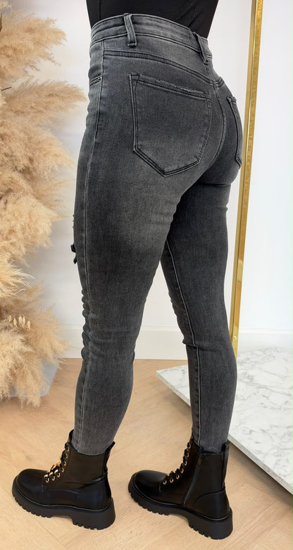 DAMAGED SKINNY JEANS 5377-53 DARKGREY