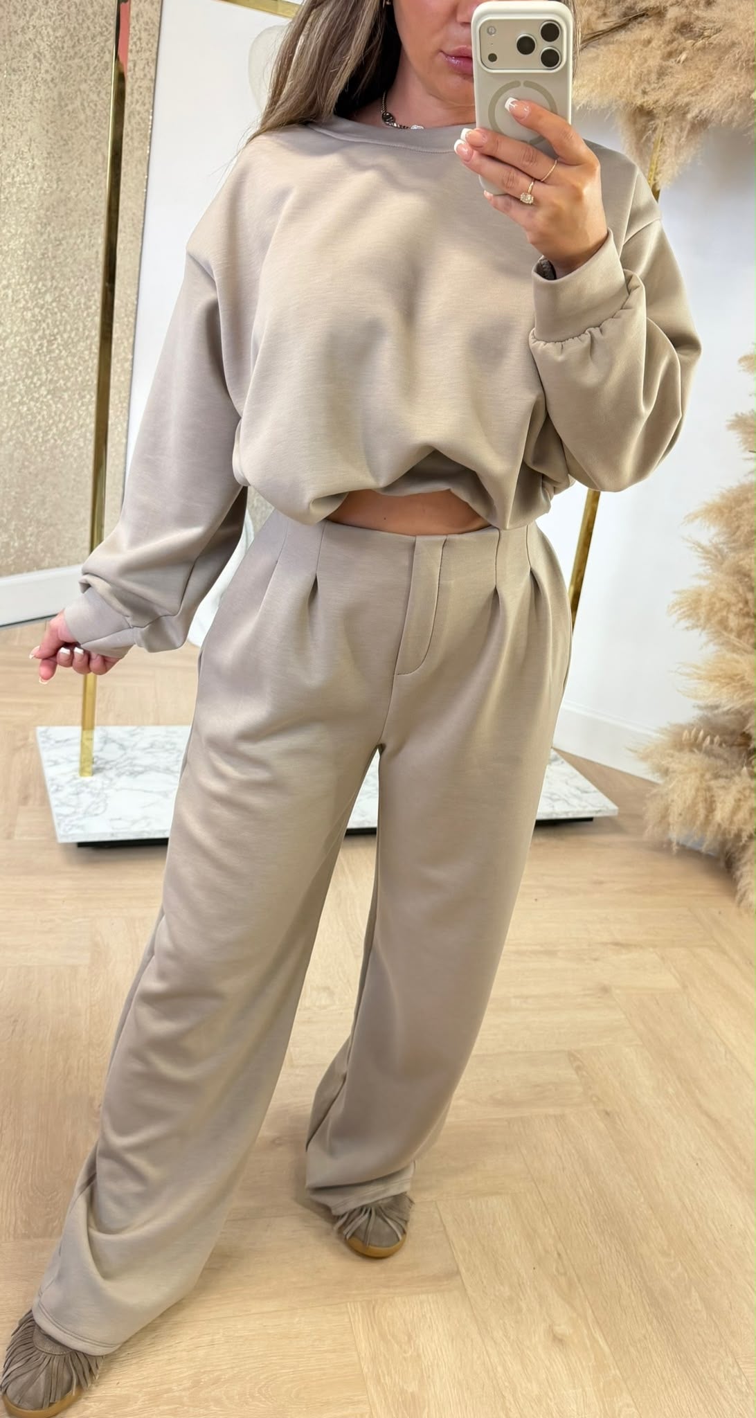EVIE BASIC CROPPED SET TAUPE