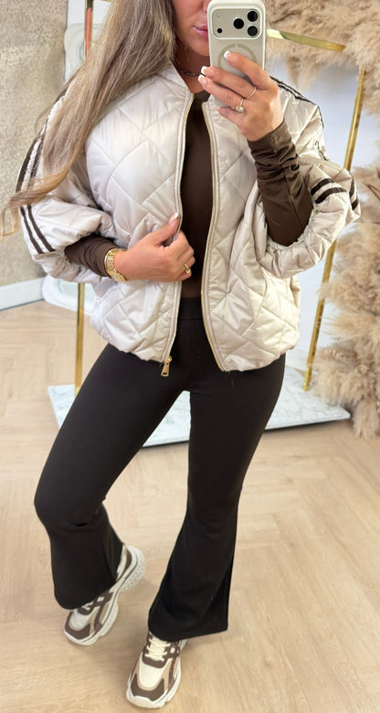 PUFFER 3/4 MOUW JACKET BEIGE