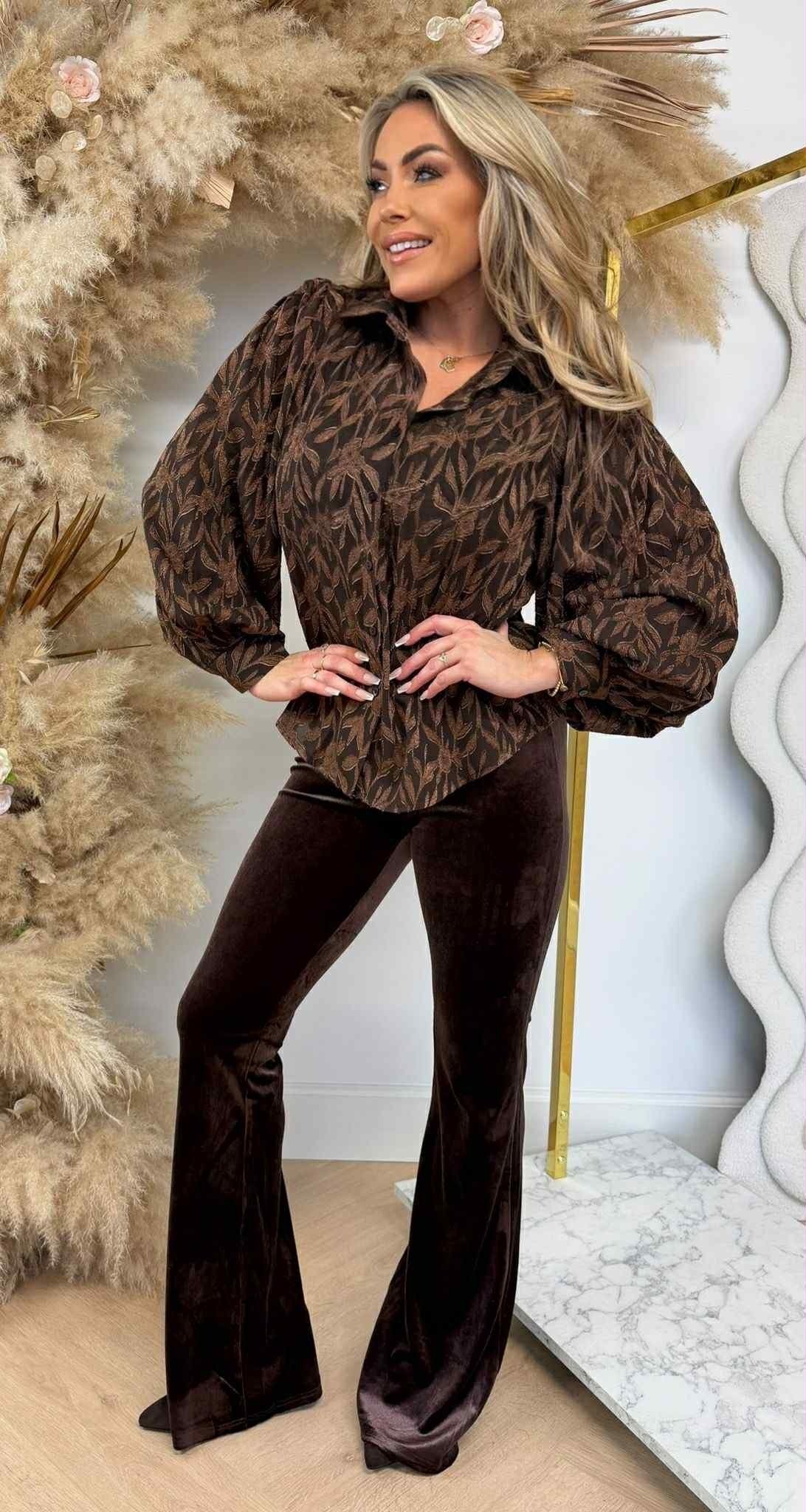 FALL PRINT BLUSE 5270A CHOCO