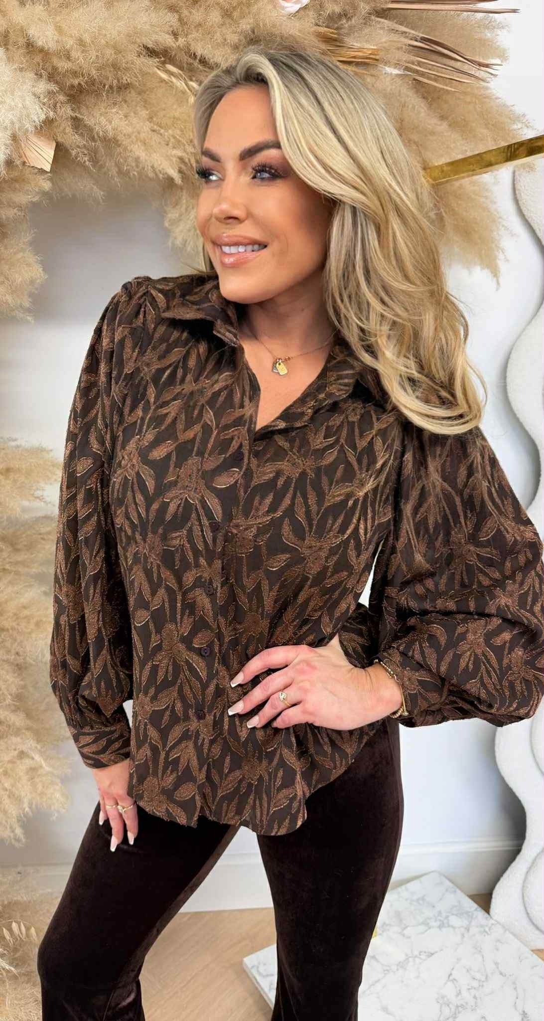 FALL PRINT BLUSE 5270A CHOCO