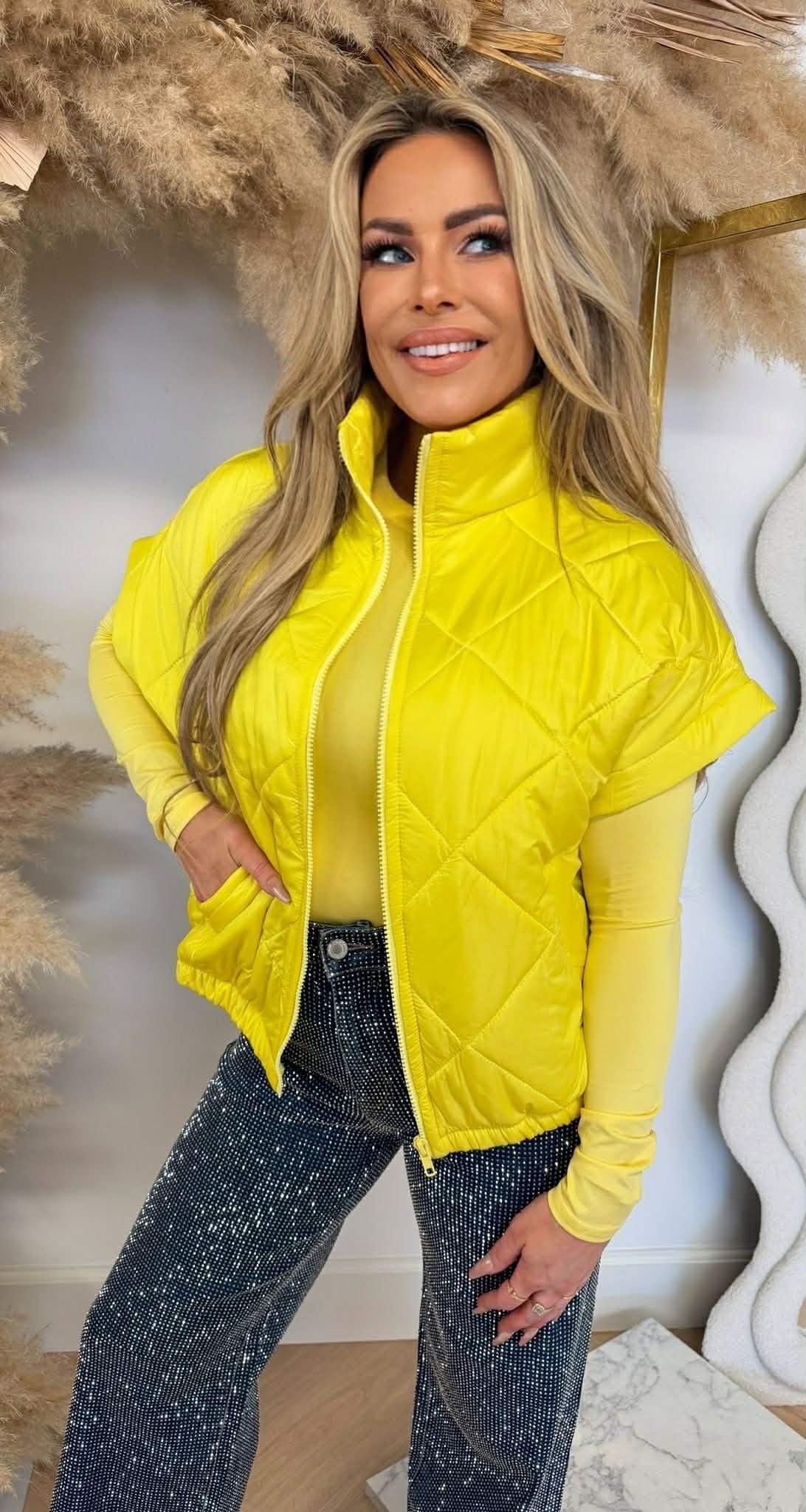 FASHION PUFFER BODYWARMER GELB