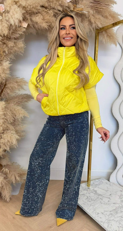 FASHION PUFFER BODYWARMER GELB