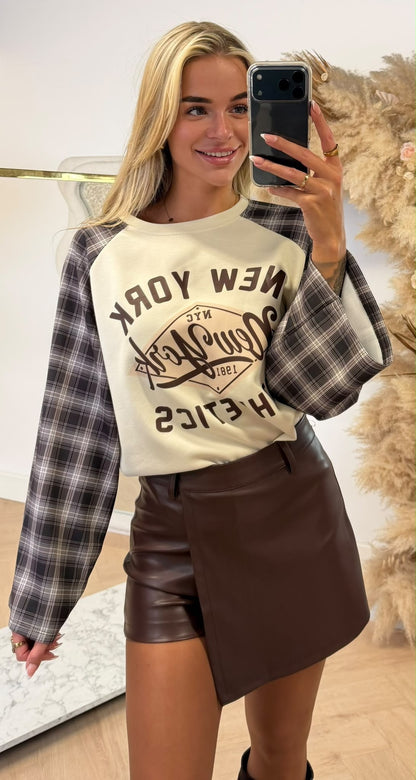 NYC ATHLETICS CHECK LONG SLEEVE BROWN