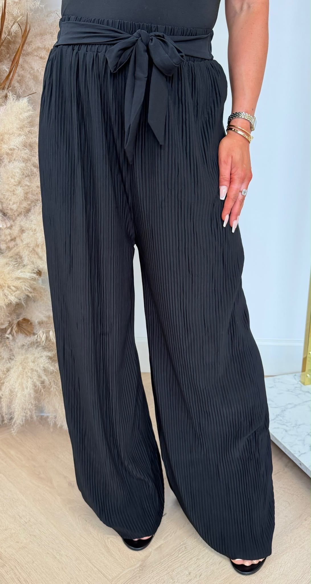 PLISSE KNOOP PANTS 5028 BLACK