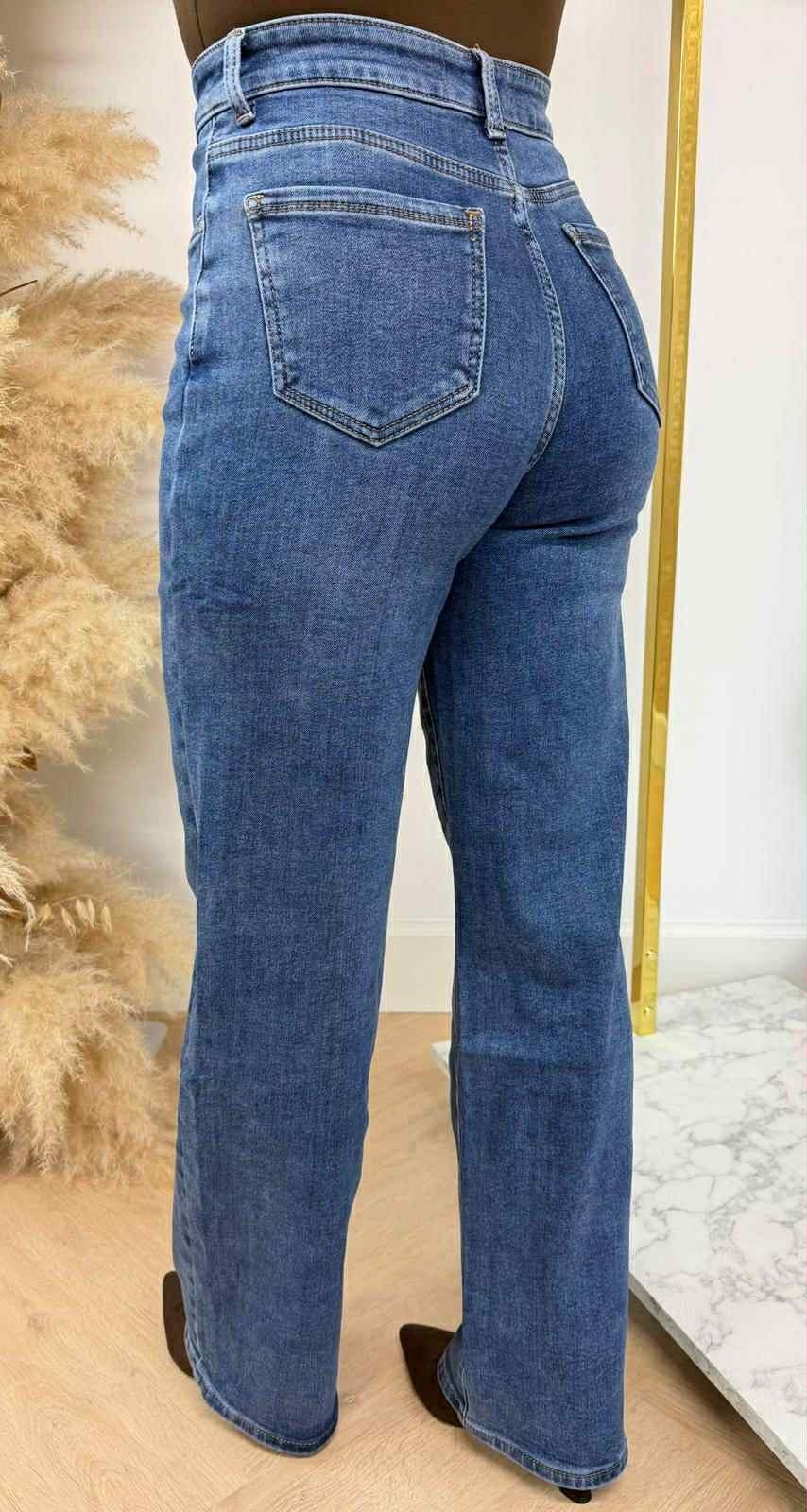 FLEECE WIDE LEG JEANS 5362-5 DENIMBLAU