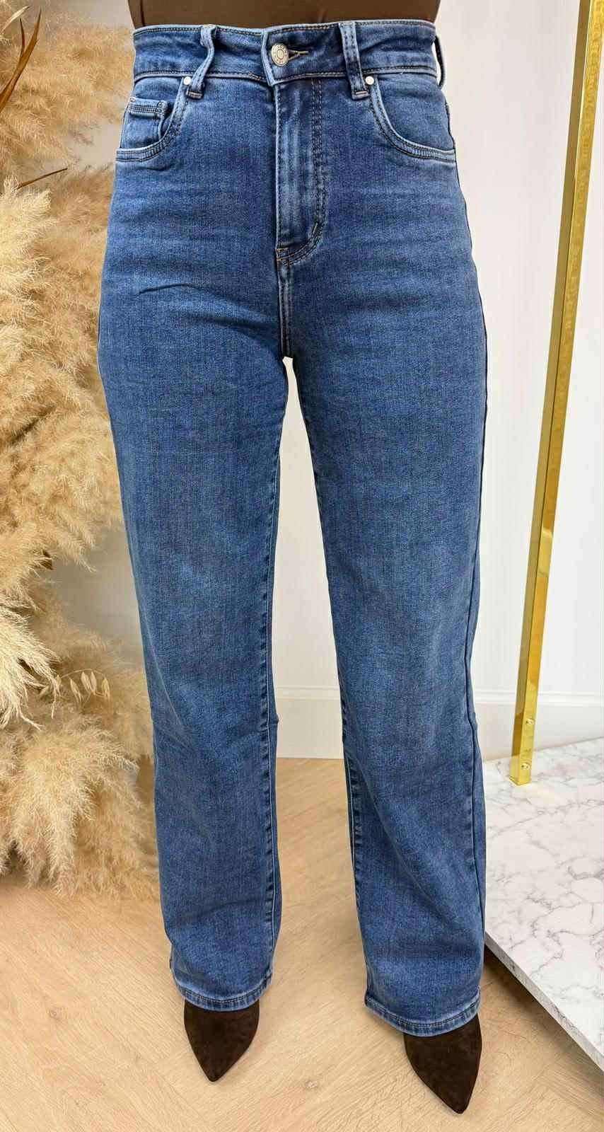 FLEECE WIDE LEG JEANS 5362-5 DENIMBLAU