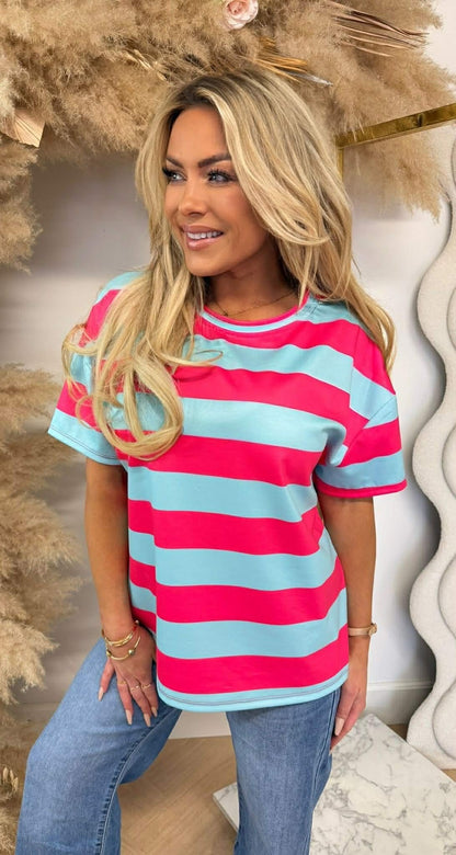 FORCY STRIPE TEE AQUA