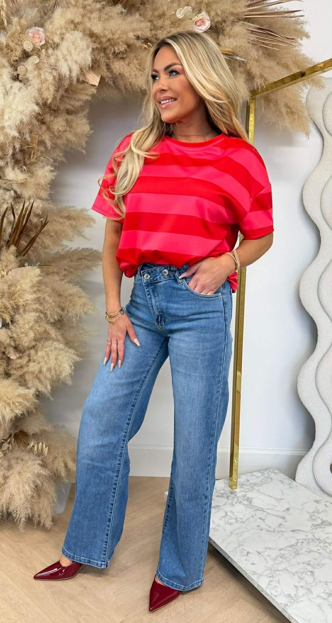 FORCY STRIPE TEE ROUGE