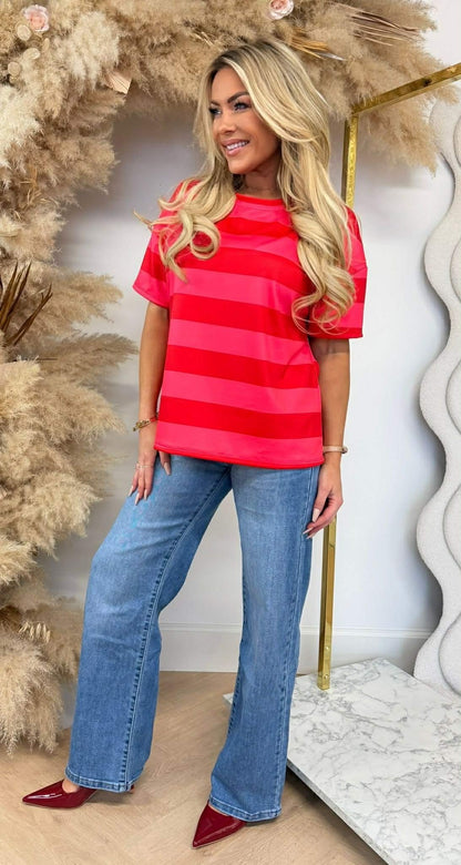 FORCY STRIPE TEE ROUGE