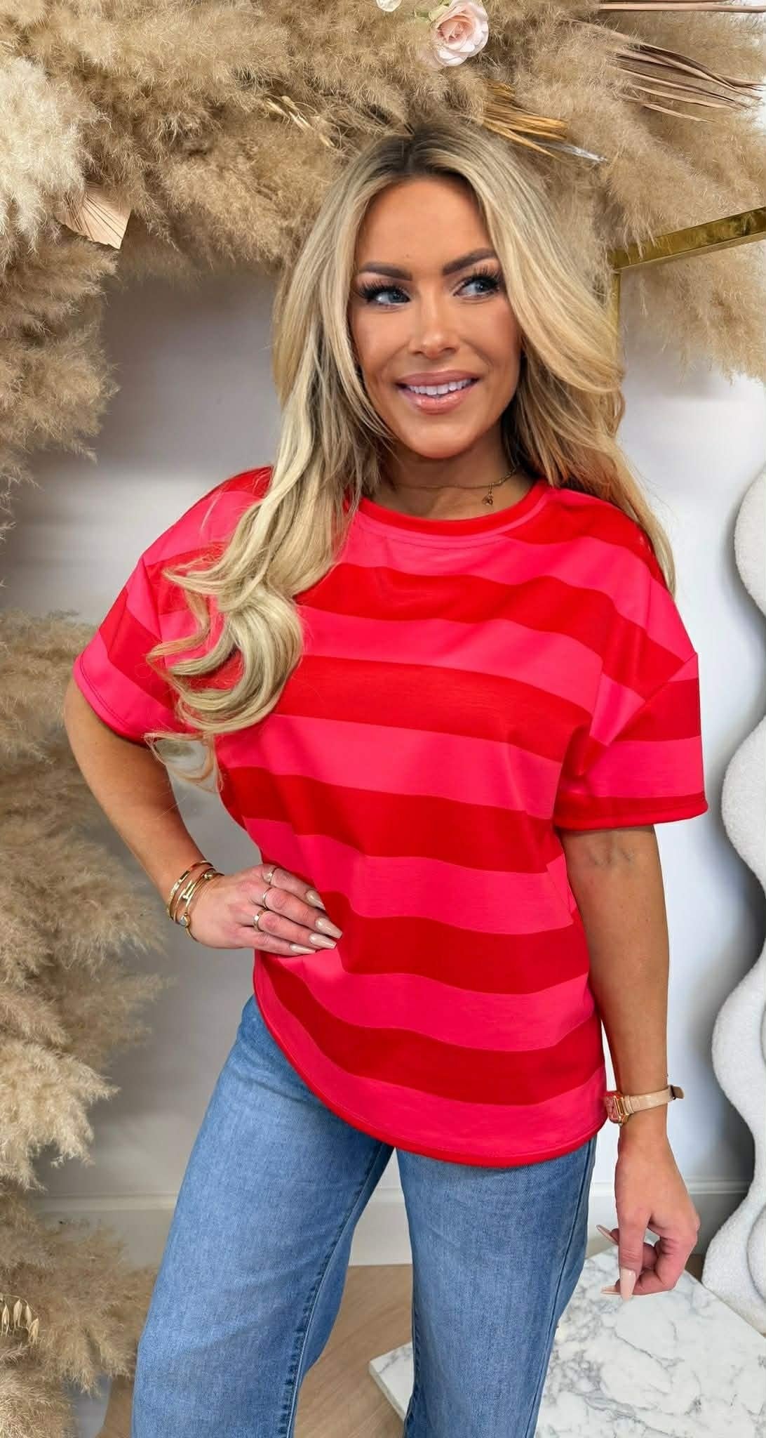 FORCY STRIPE TEE ROUGE