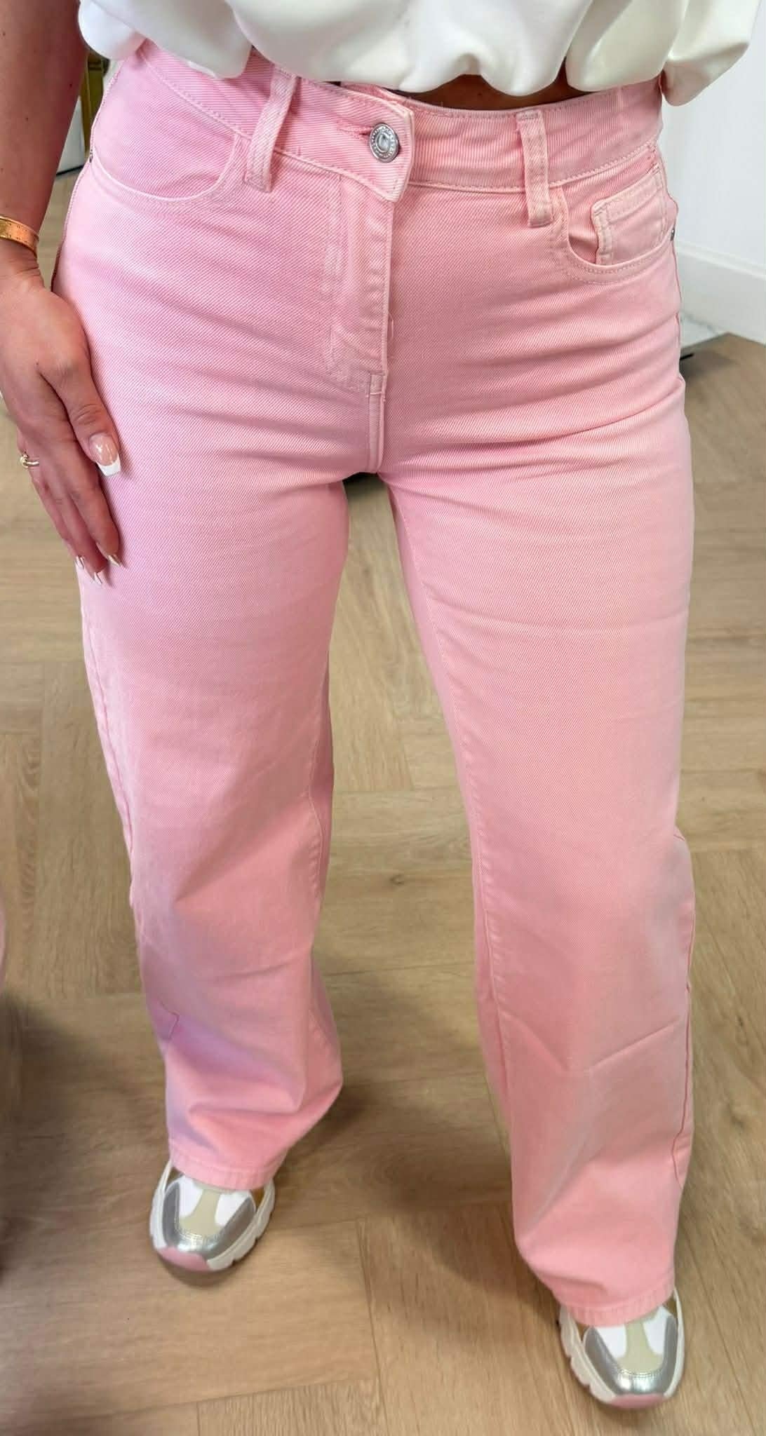 GIRLY GLITTER POCKET WIDE LEG JEANS 1945/1558-12 PINK