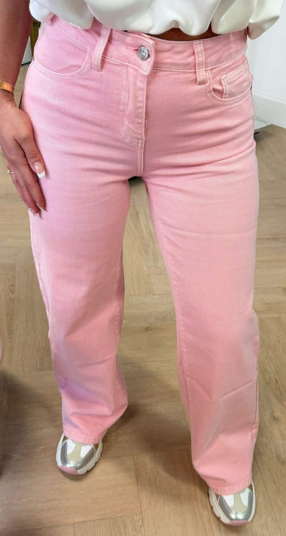 GIRLY GLITTER POCKET WIDE LEG JEANS 1945/1558-12 PINK