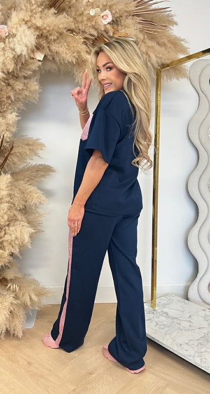 GLAMMY PINK POCKET SET NAVY