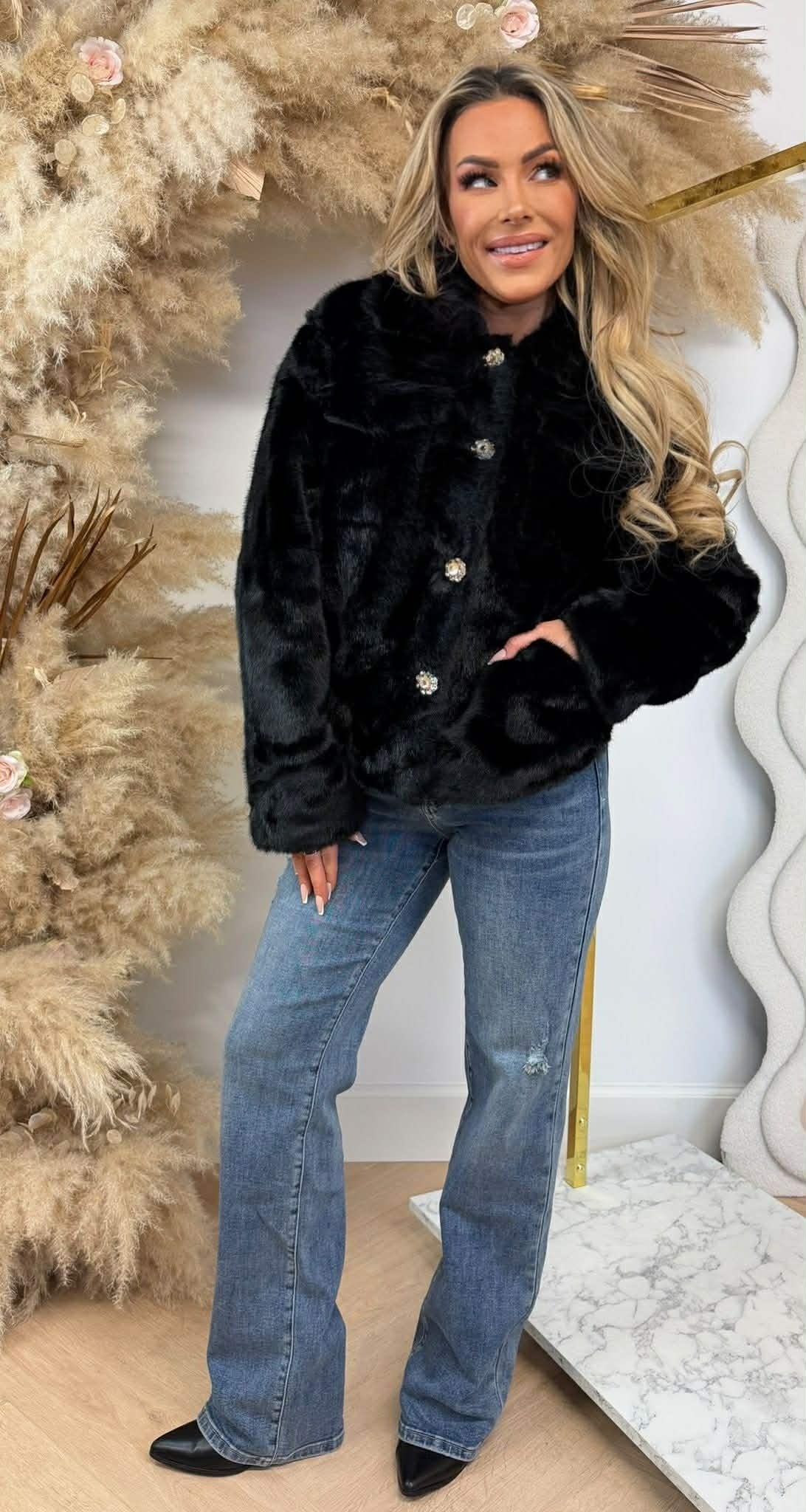 BLOUSON EN FAUSSE FOURRURE GLAMOUR 1100 BLACK