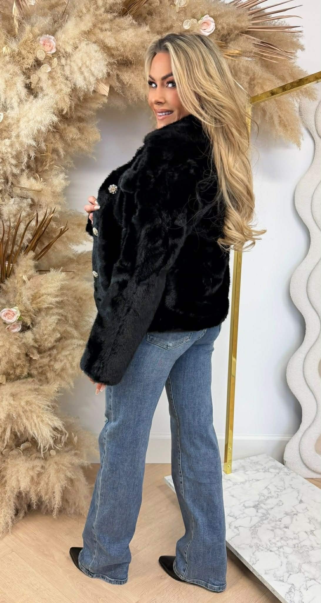 BLOUSON EN FAUSSE FOURRURE GLAMOUR 1100 BLACK