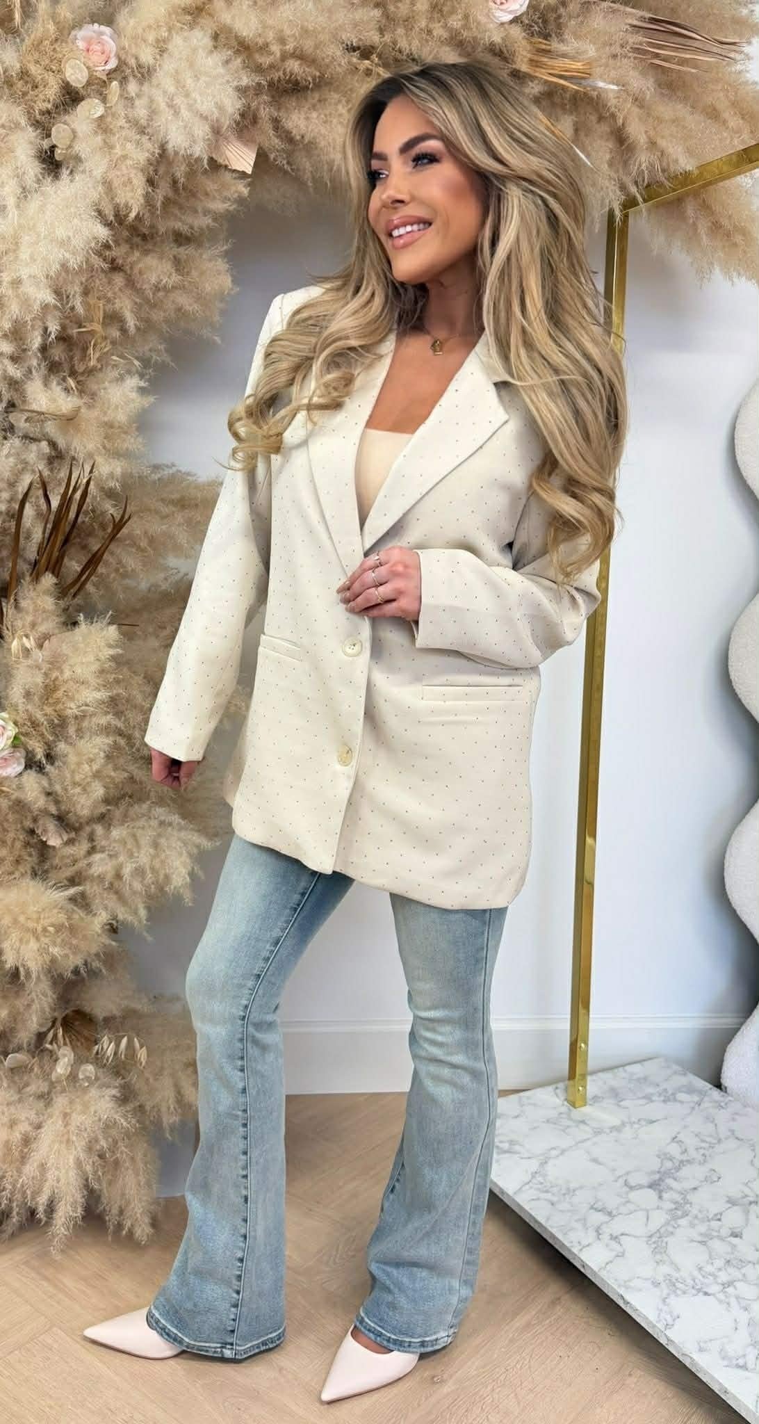 GLITTER-BLAZER TC02 BEIGE