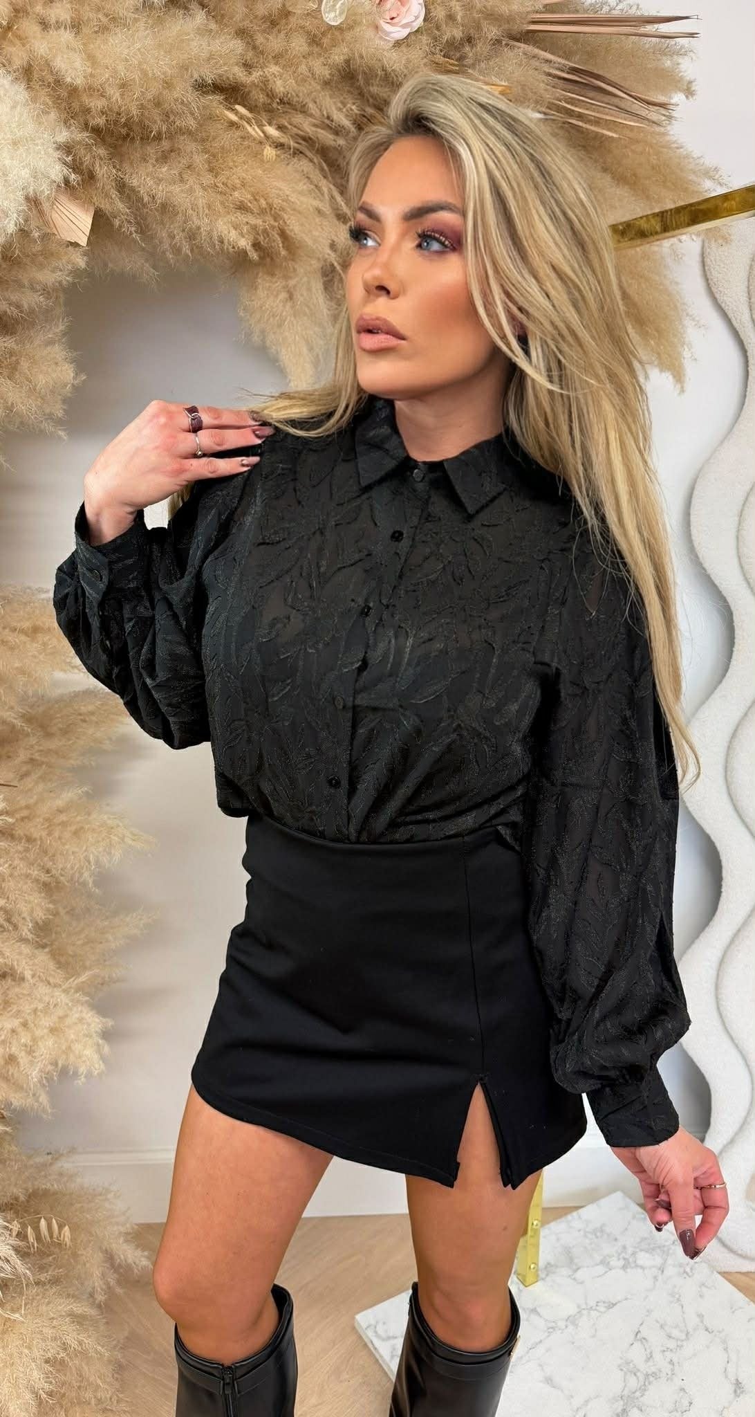 FALL PRINT BLOUSE 5270A BLACK