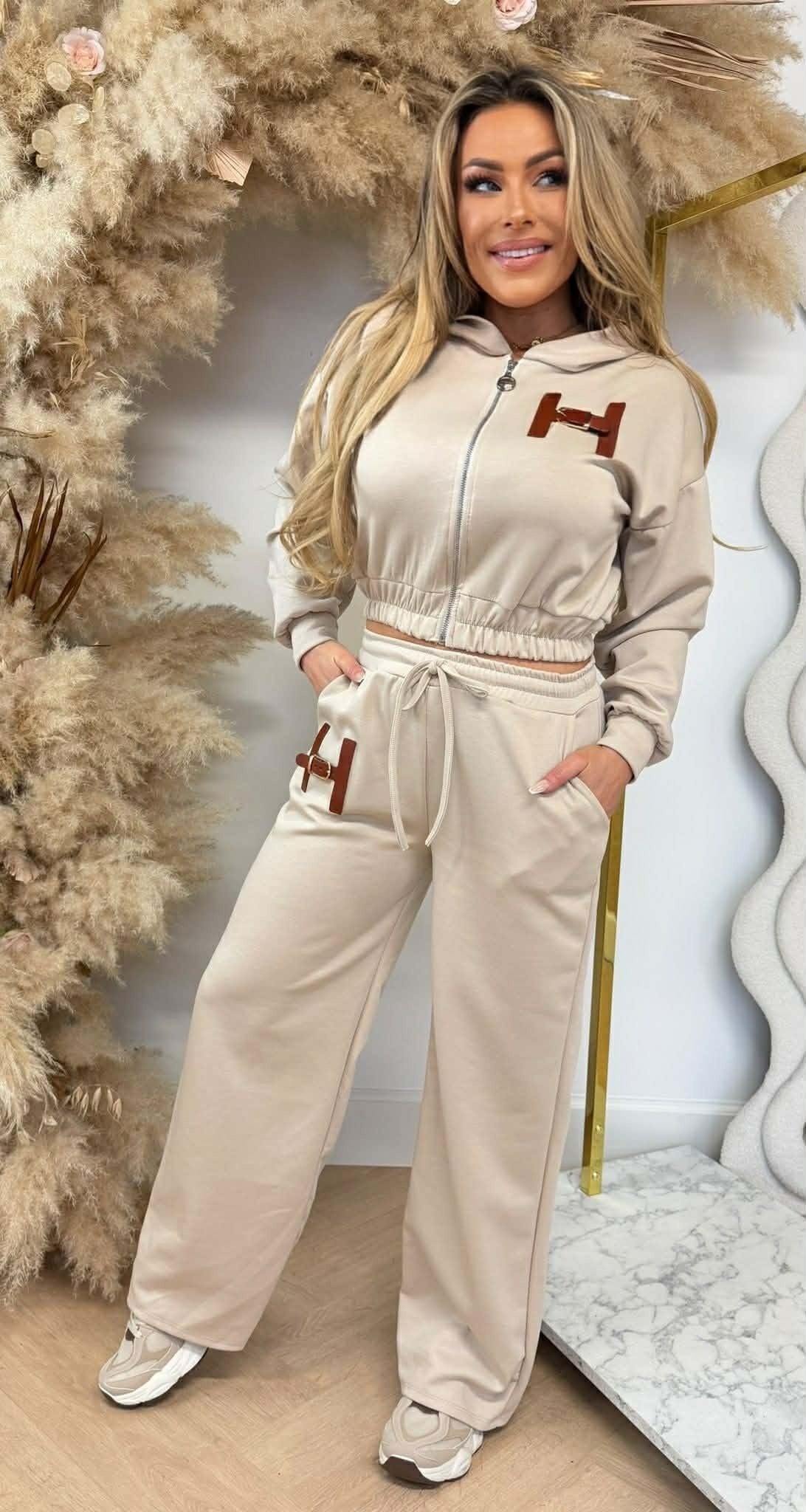 H BELT LOGO SET BEIGE