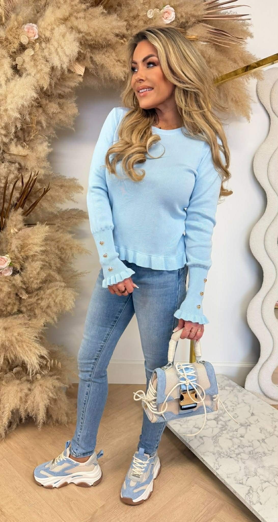 HARTJES RUFFLE TOP 9521 ICEBLUE