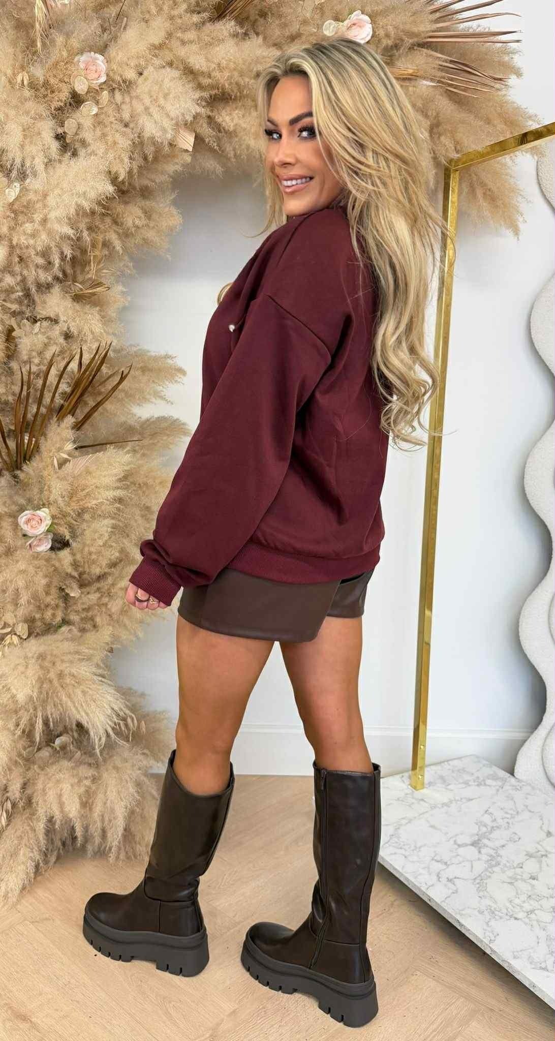 HARTJES STUDDED SWEAT 5345 BORDEAUX