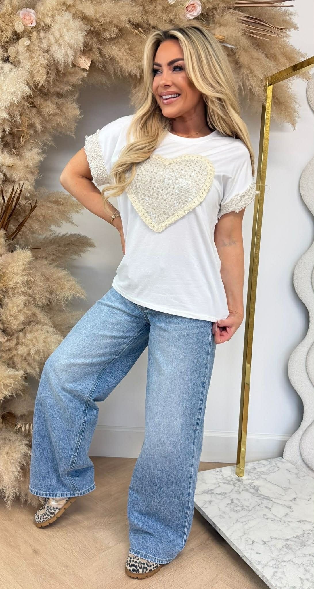 HEART BOHO TEE BEIGE