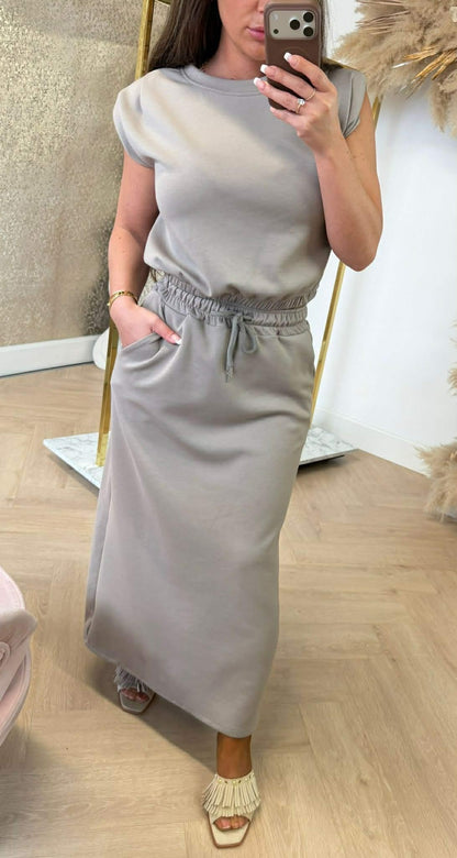 HOLI SET TOP + SKIRT TAUPE