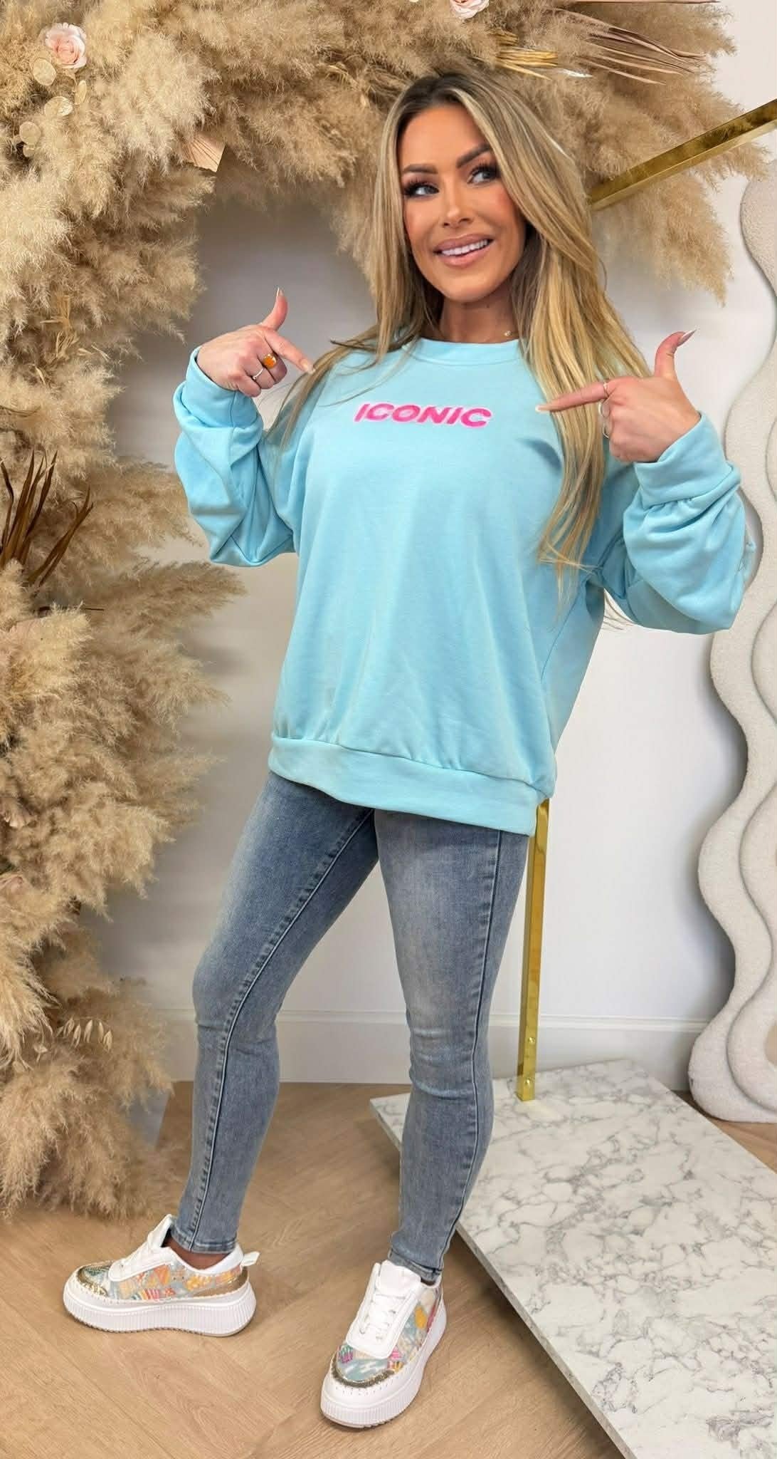 SWEAT ICONIQUE BLEU GLACÉ