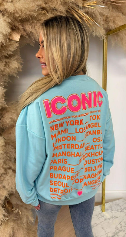 SWEAT ICONIQUE BLEU GLACÉ