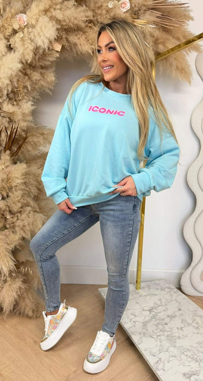 SWEAT ICONIQUE BLEU GLACÉ