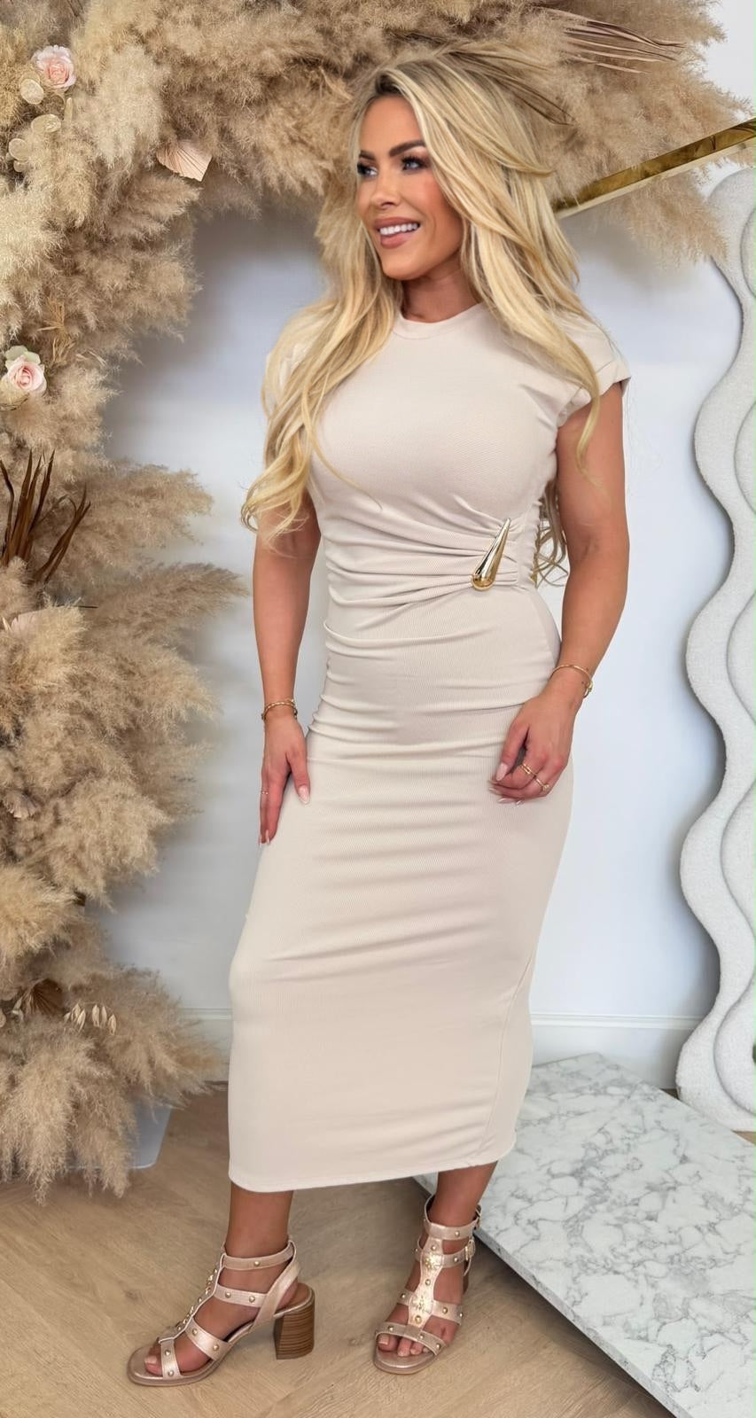 GOLDY RIB MAXIKLEID ROSA