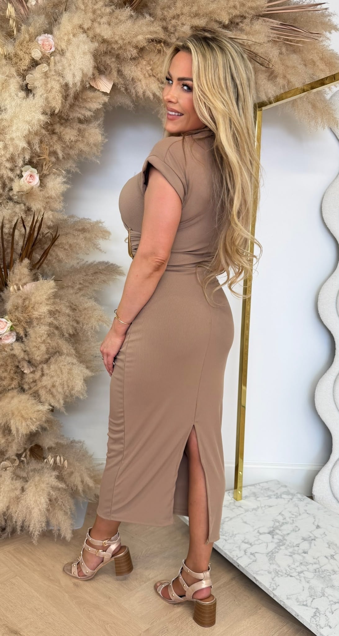 GOLDY RIB MAXIKLEID ROSA