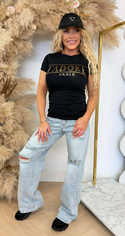 J ADORE SHIRT BLACK