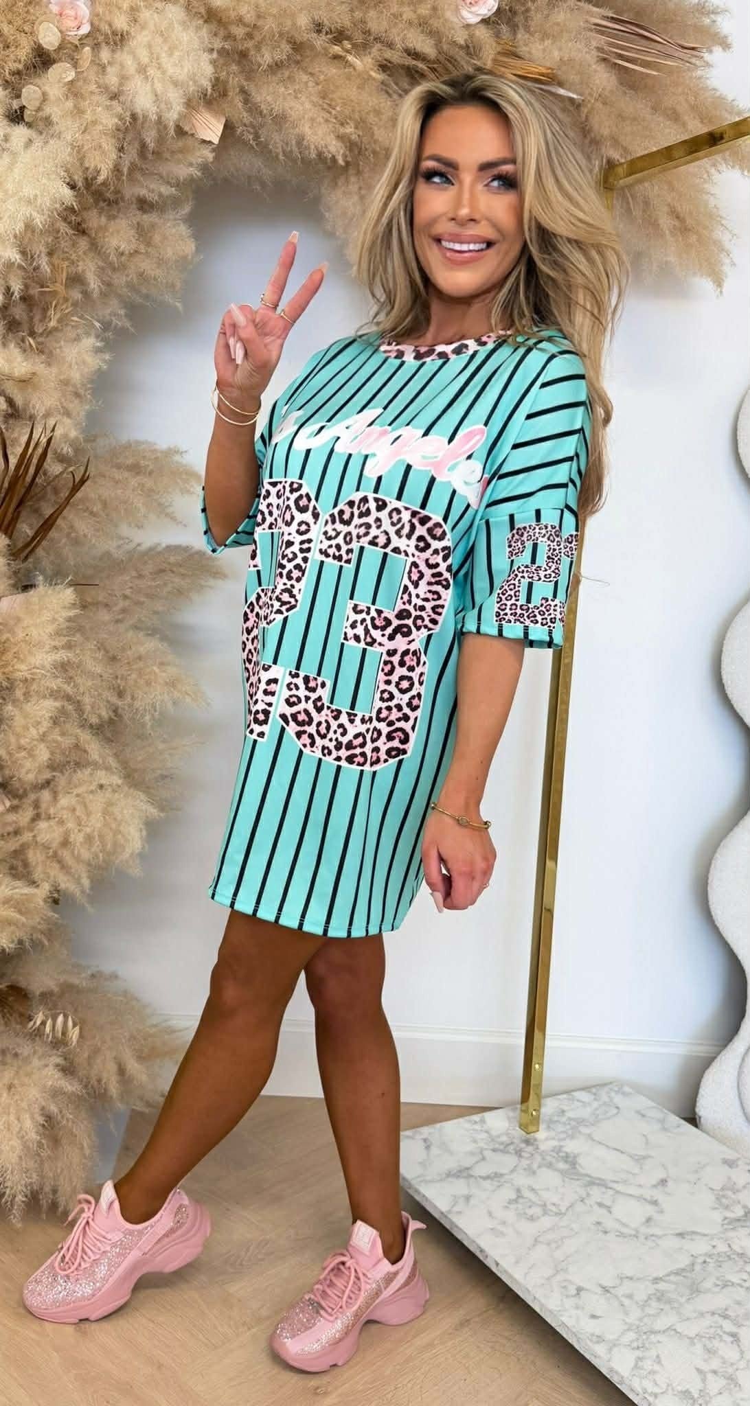 JERSEY BASEBALL LEO STRIPE LONG TEE MINT